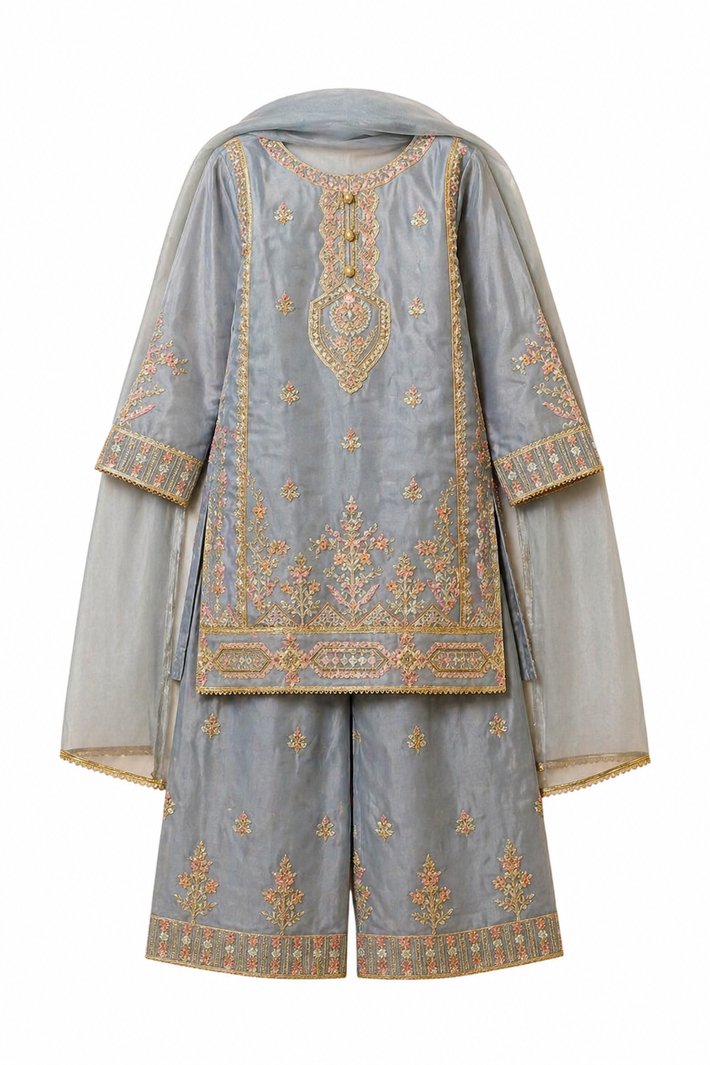 Gul-e-Lala   Organza - 3 Pc