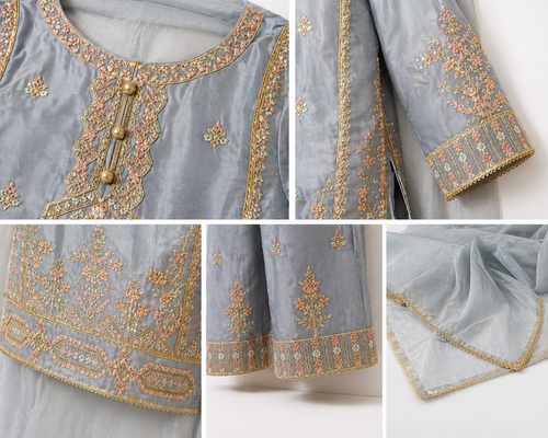 Gul-e-Lala   Organza - 3 Pc